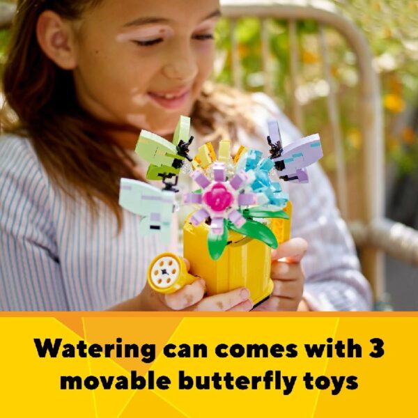 Creator 3 in 1 Flowers in Watering Can Building Toy Set - Fun, Creative Activity for Kids, Girls and Boys, Ages 8+ - Building Options for Rain Boots or Birds - Cute Birthday Gift Idea - 31149