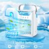 Portable Air Conditioners Fan, 4-IN-1 with 700ML Wide-Mouth Tank, 3 Speeds & 2 Mist Modes, 7-Color RGB Mood Light, Touch Control, 2-6H Timer, PU Handle, for Home, Office, Camping, Car,Yoga
