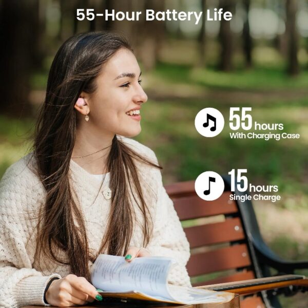 T12 in-Ear Wireless Earbuds Bluetooth 5.3 Headphones with 32EQ Mode,Stereo Bass Bluetooth Earbuds with ENC Noise Cancelling Mic,55H Play,IPX8 Waterproof,Wireless Charging for Home,Sports,Travel
