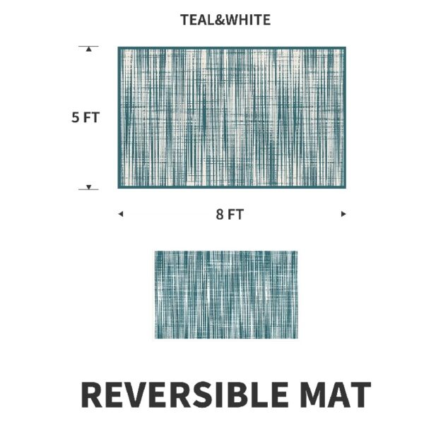 Outdoor Rug Carpet 6'x9' Waterproof Reversible Patio Rug Portable Modern Abstract Indoor Outdoor Rug Plastic Straw Rug for RV Camping Garden Picnic Deck Backyard Porch Decor Gray and White