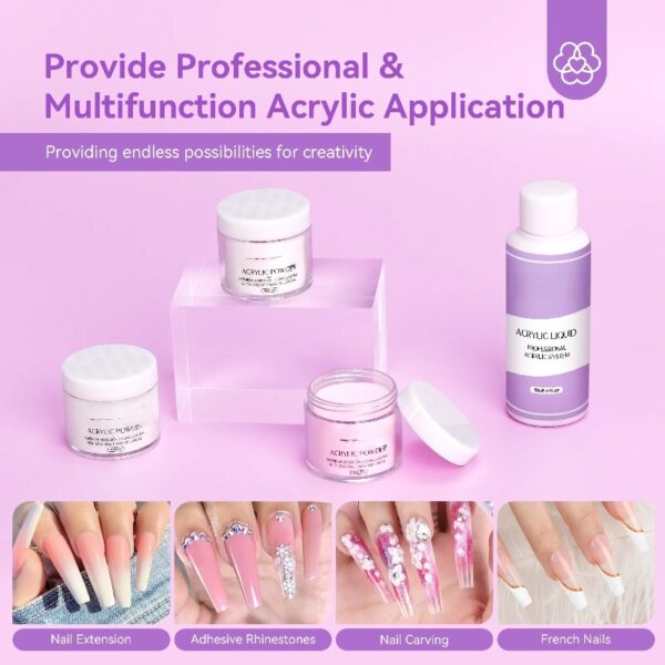 Acrylic Nail Kit Complete Set with Drill - White/Pink/Clear Acrylic Powder and Acrylic Liquid Set with Acrylic Nail Brush, Electric Nail Drill, Acid-Free Primer and Top Coat with Everything