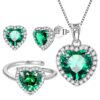 Women Heart Jewelry Set Necklace Earrings Ring 925 Sterling Silver February Birthstone Amethyst Wife Mother Birthday Valentine's Day Gift