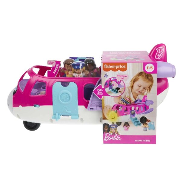 Barbie Toy Airplane with Lights Music and 3 Figures, Little Dream Plane, Toddler Toys