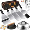 29pcs Griddle Accessories Kit,Flat Top Grill Tools Gifts for Camp Chef,Hibachi Enlarged Spatula Set with Basting Cover,Burger Press Patty Maker for Outdoor Teppanyaki BBQ