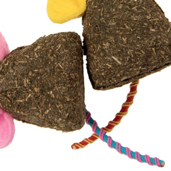 (3 pack) SmartyKat Mousy Mayhem 2-Piece Compressed Catnip Mice Cat Toys, Pink & Orange