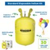 Balloonee Standard Disposable Helium Party Kit, Helium Tank for Balloons At Home, 7 Cu Ft Helium Balloon Pump Kit with 30 Assorted Latex Balloons