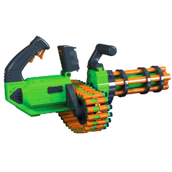 V-Twin Motorized Gatling Belt Blaster, Rotating Barrel, Full-Auto Foam Dart Belt Blaster, 30 Waffe Tip Darts Compatible with Most Standard Full-Length NERF Elite and XShot