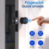 Smart Door Knob, Keyless Smart Door Lock Smart Deadbolt with App Control & Fingerprint & 2 Keys,Electronic Door Lock for Home, Apartment, Office,Bronze