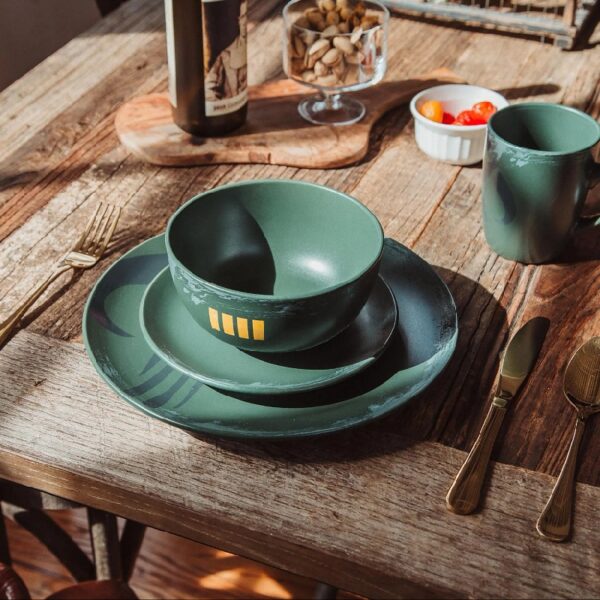Star Wars Boba Fett Mandalorian Stoneware Plates & Bowl Collection | 4-Piece Set