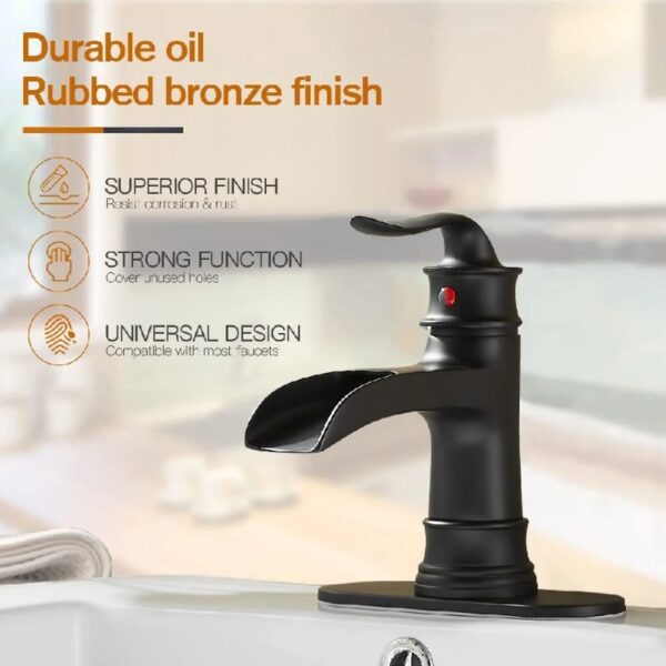 Kede Waterfall Faucet Bathroom Faucet Single Handle One Hole Oil Rubbed Bronze Finish Large Spout Lavatory Faucets (ORB2)