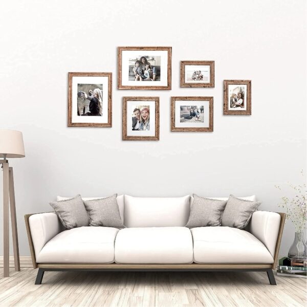 House Day 8 Pack Picture Frames, Photo Frame Set for Family, Multi Sizes Including 8x10, 5x7, 4x6, Retro Brown
