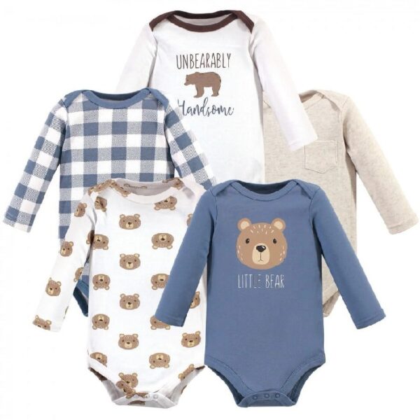 Cotton Long-Sleeve Bodysuits, 5-Pack, Newborn- 24 Months