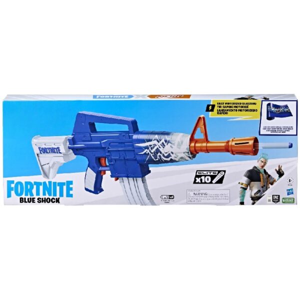 Fortnite Blue Shock Dart Blaster, 10 Dart Clip, 10 Elite  Darts, Unlock Code
