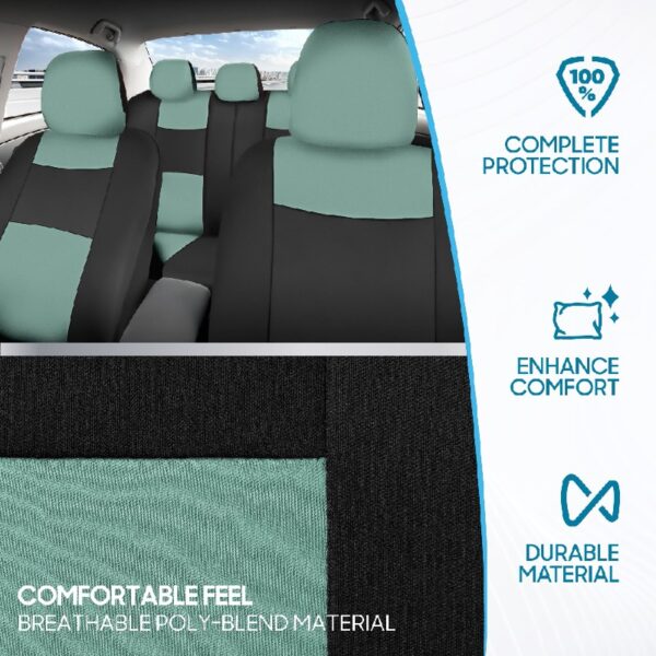 PolyPro Car Seat Covers Full Set in Charcoal on Black – Front and Rear Split Bench for Cars, Easy to Install Cover Set, Accessories Auto Trucks Van SUV