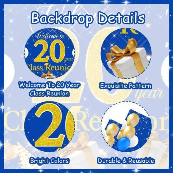 20th Year Class Reunion Party Decoration,Blue and Gold Balloon Arch,Blue and Gold 50th Anniversary Class Reunion Theme Backdrop Balloon Garland Kit