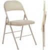 Folding Chair 2 Pack, Convenient Leather Padded Folding Chairs, Outdoor and Indoor, Khaki