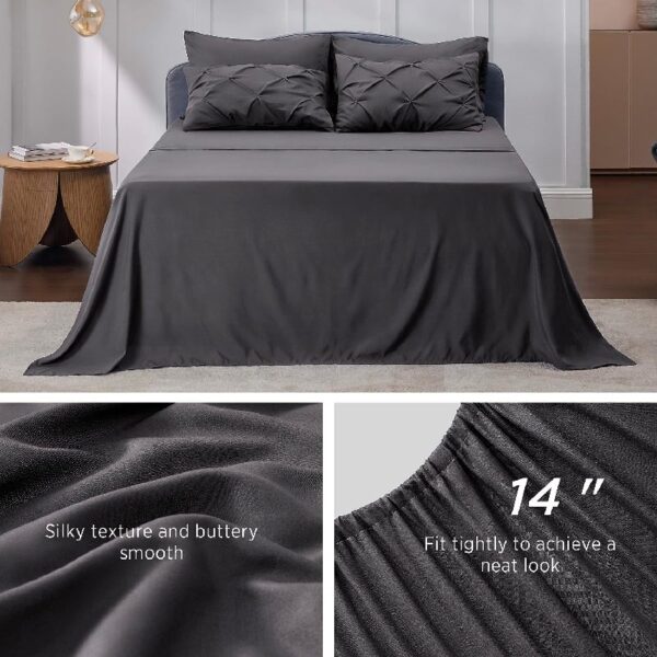 Dorm Bedding Twin Comforter Set - 5 Pieces Pintuck Bed in A Bag with Comforters, Sheets, Pillowcases & Shams