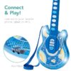 19in Kids Flash Guitar, Pretend Play Musical Instrument Toy for Toddlers w/ Mic, Stand - Navy