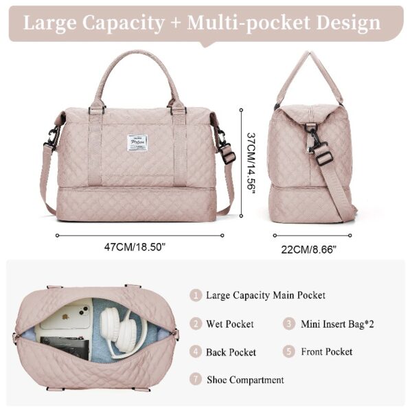 1f3adf209537434f9052b32d0176af9a Weekender Bags for Women, Travel Duffel Bags with Shoe Compartment,Personal Item Travel Bag for Airlines, Carry on Overnight Tote Bag for women,Beige&Brown