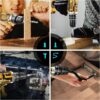 21V Cordless Drill Set, Electric Power Drill 34Pcs with 3/8 Inch Keyless Chuck, 25+3 Clutch Compact Driver Drill with Work Light, Max torque 45Nm, 2-Variable Speed & Battery and Fast Charger