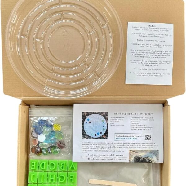 Large DIY Stepping Stone Kit, Handprint Stepping Stone, Mother's Day Gift, Footprint Stepping Stone (14 Inch)
