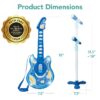 19in Kids Flash Guitar, Pretend Play Musical Instrument Toy for Toddlers w/ Mic, Stand - Navy