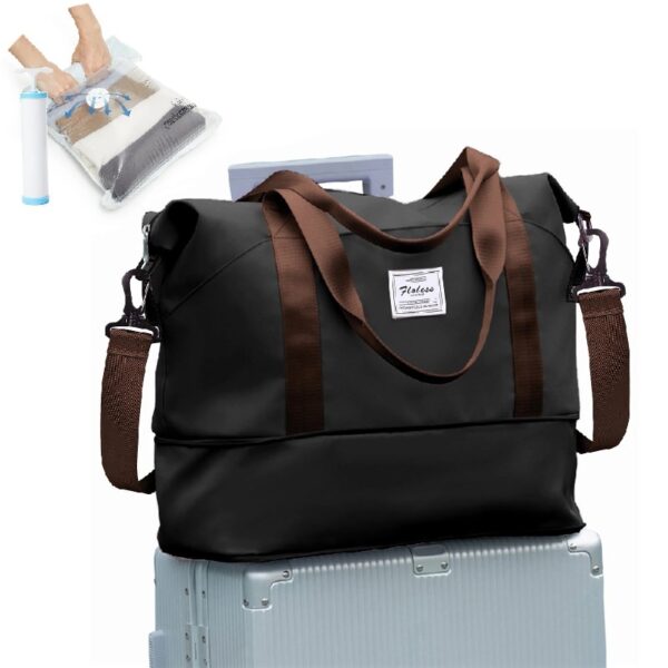 1fc25388228b4d02a3bdb32d0176a483 Weekender Bags for Women, Travel Duffel Bags with Shoe Compartment,Personal Item Travel Bag for Airlines, Carry on Overnight Tote Bag for women,Beige&Brown