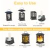 Solar Lanterns Outdoor, Waterproof Hanging Solar Lanterns, Garden Solar Powered Flame Lights LED Lanterns Lights for Patio Pathway Deck Yard (2 Pack)