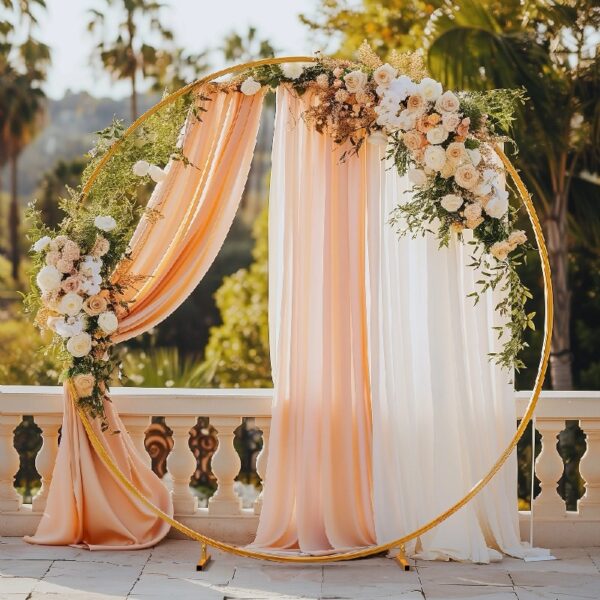 TINANA Round Balloon Arch Kit with Accessories, 7.2 Feet Balloon Hoop Stand, Gold Metal Balloon Circle Frame