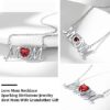 Bestyle S925 Sterling Silver Necklace for Mom Grandma Shiny CZ Heart Pendant Necklace March Created Aquamarine Birthstone Jewelry Mother's Day Gift