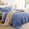 Light Purple Queen Comforter Set - 7 Pieces Reversible Queen Bed in a Bag, Queen Bed Set Light Purple and Grey with Comforters, Sheets, Pillowcases & Shams