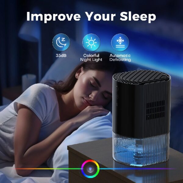 33Oz Dehumidifier Small Dehumidifiers for Room 280sq.ft with Auto-off, 7 Colors LED Light