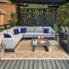 6'x9' Outdoor Rugs Patio Waterproof Outside Mat Reversible Plastic Camping Carpet,Black & Grey