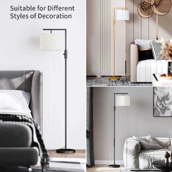 Iron Modern Standing Lamp, Gold Floor Lamp for Living Room, with Rotary Switch, Hanging Shade and 3 Color Temperatures 9W Bulb for Bedroom, Study Room, Office