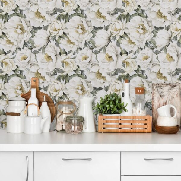 Floral Peel and Stick Wallpaper 17.7-in x 236-in Multi-color Removable Wallpaper Self Adhesive Wallpaper for Cabinets Home Decoration Wall Covering Old Furniture Renovation