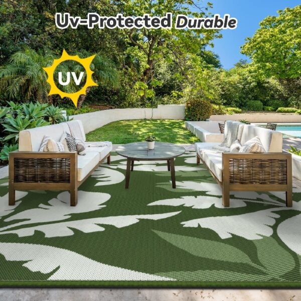 Outdoor Rug Carpet 5'x8' Waterproof Reversible Patio Rug Portable Indoor Outdoor Rug Plastic Straw Rug for Beach RV Camping Garden Picnic Deck Backyard Porch Decor Black