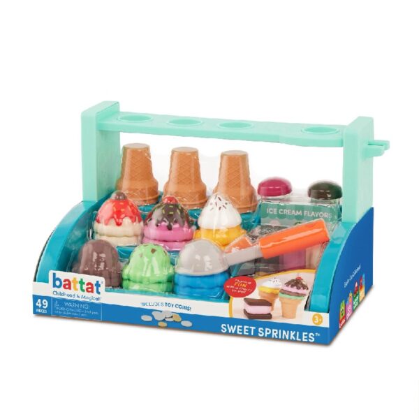 Sweet Sprinkles Ice Cream Plastic Set with 40+ Multicolor Pieces, Toddler and Preschool Play Food Toys