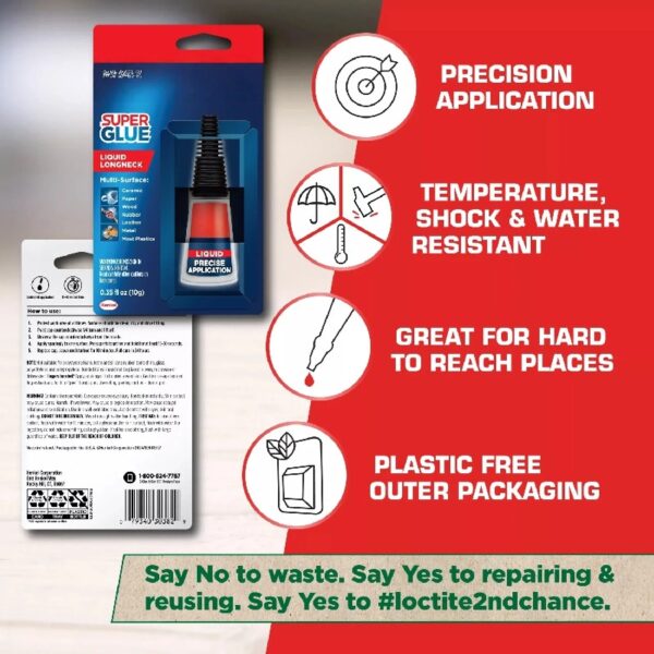 (6 pack)  Super Glue Liquid Longneck Bottle, Pack of 1, Clear 10 g Bottle