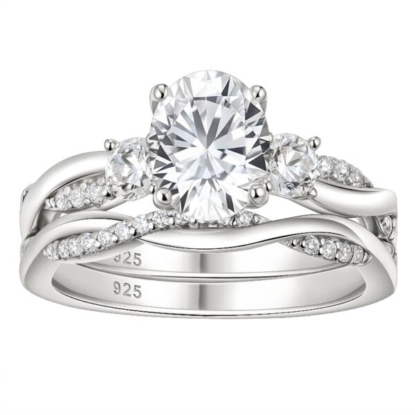 1 Carat Wedding Ring Sets Infinity Band Princess Sterling Silver Rings for Women CZ Size 7