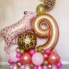 135pcs Pink 3D Leopard Aluminium Foil Balloons Pink leopard latex balloon kid birthday party decor Gender disclosure baby shower (135pcs,Other)