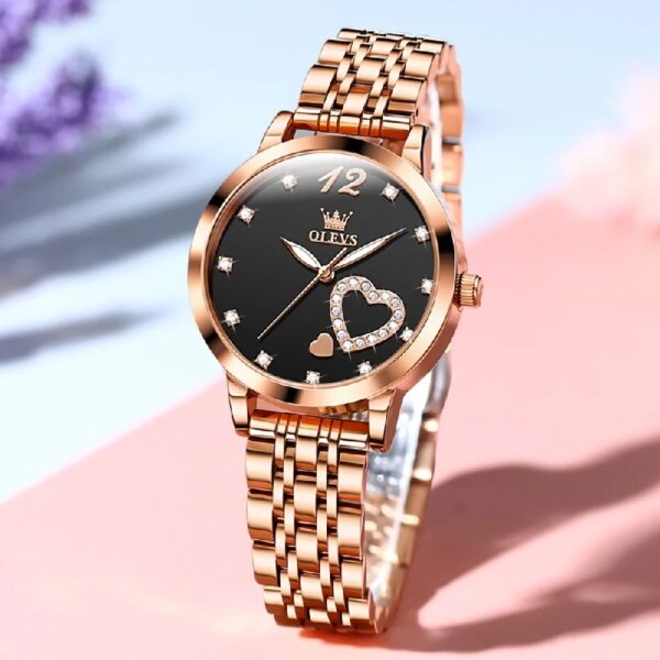 Women Watch Fashion Rose Gold Diamond Analog Quartz Female Watch for Women Luxury Dress Ladies Stainless Steel Luminous Waterproof Date Wrist Watches Green Dial