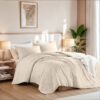 Full/Queen Comforter Sets, Reversible 3 Piece Extra Soft Bedding Set, Chambray Print Sage Green Comforter Bed Set with Pillow Shams