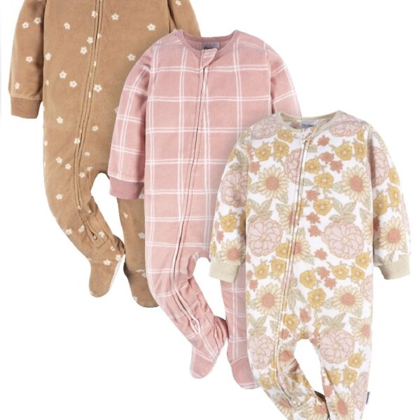 Baby and Toddler Neutral Microfleece Blanket Sleeper Pajamas, 3-Pack, Sizes 0/3M-5T