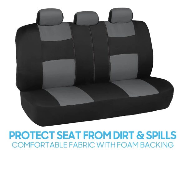 PolyPro Car Seat Covers Full Set in Charcoal on Black – Front and Rear Split Bench for Cars, Easy to Install Cover Set, Accessories Auto Trucks Van SUV