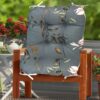 Outdoor Patio Cushion, Rocking Chair Cushion Set, Tufted Pads, Set of Upper and Lower with Ties Pack of 2 (2 Sets) - Back 21