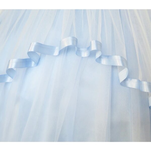 Flower Girls Dress Blue Belted Wedding Party Bridesmaid 12
