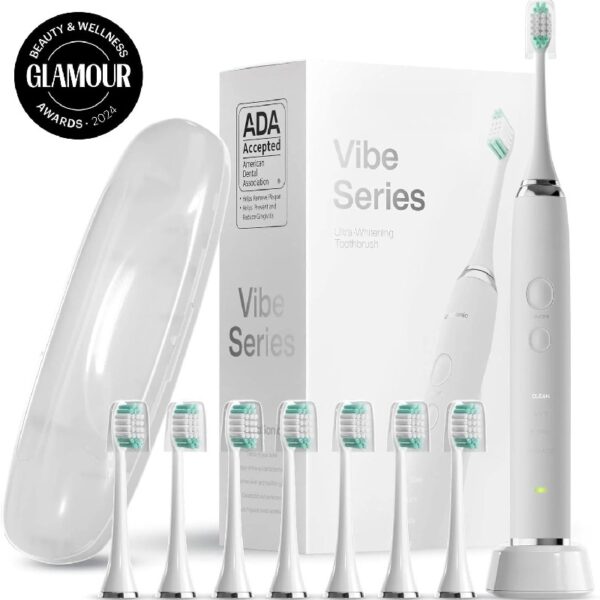 Black Series Electric Toothbrush - Rechargeable, 4 Modes, Travel Case, 8 Brush Heads