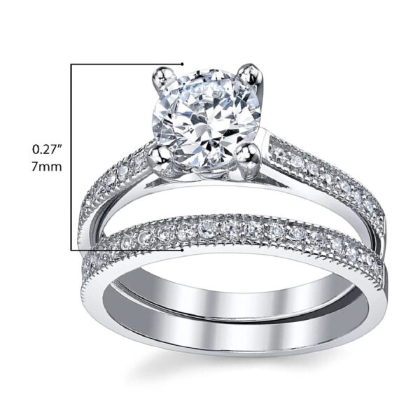Womens 1.25Ct Wedding Engagement Ring Set Sterling Silver 925 Round Cubic Zirconia