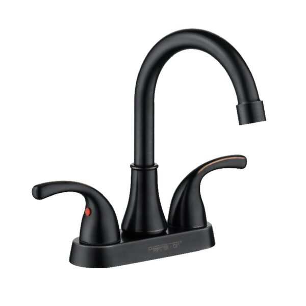 4 Inch Faucet 2 Handle Bathroom Sink Faucet Lead-Free Brushed Nickel Bath Sink Faucet with Pop-up Drain Stopper and Supply Hoses