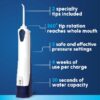 Cordless Portable Water Flosser with 2 Tips, ADA Accepted, White and Blue
